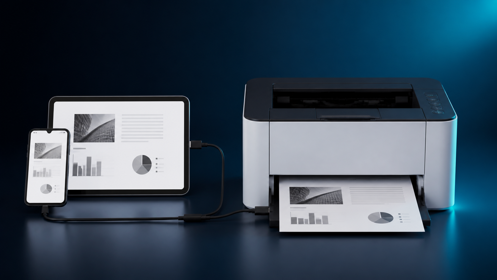 اتصال گوشی به پرینتر با کابل USB