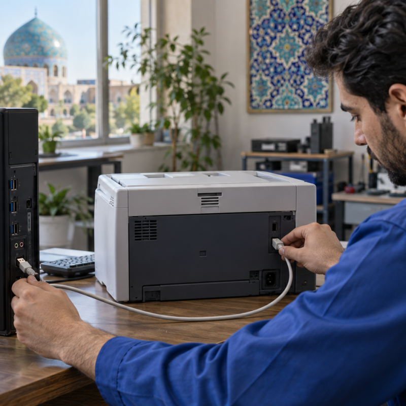 قطع و وصل شدن پرینتر USB؛ بررسی کابل و پورت در میز تعمیر